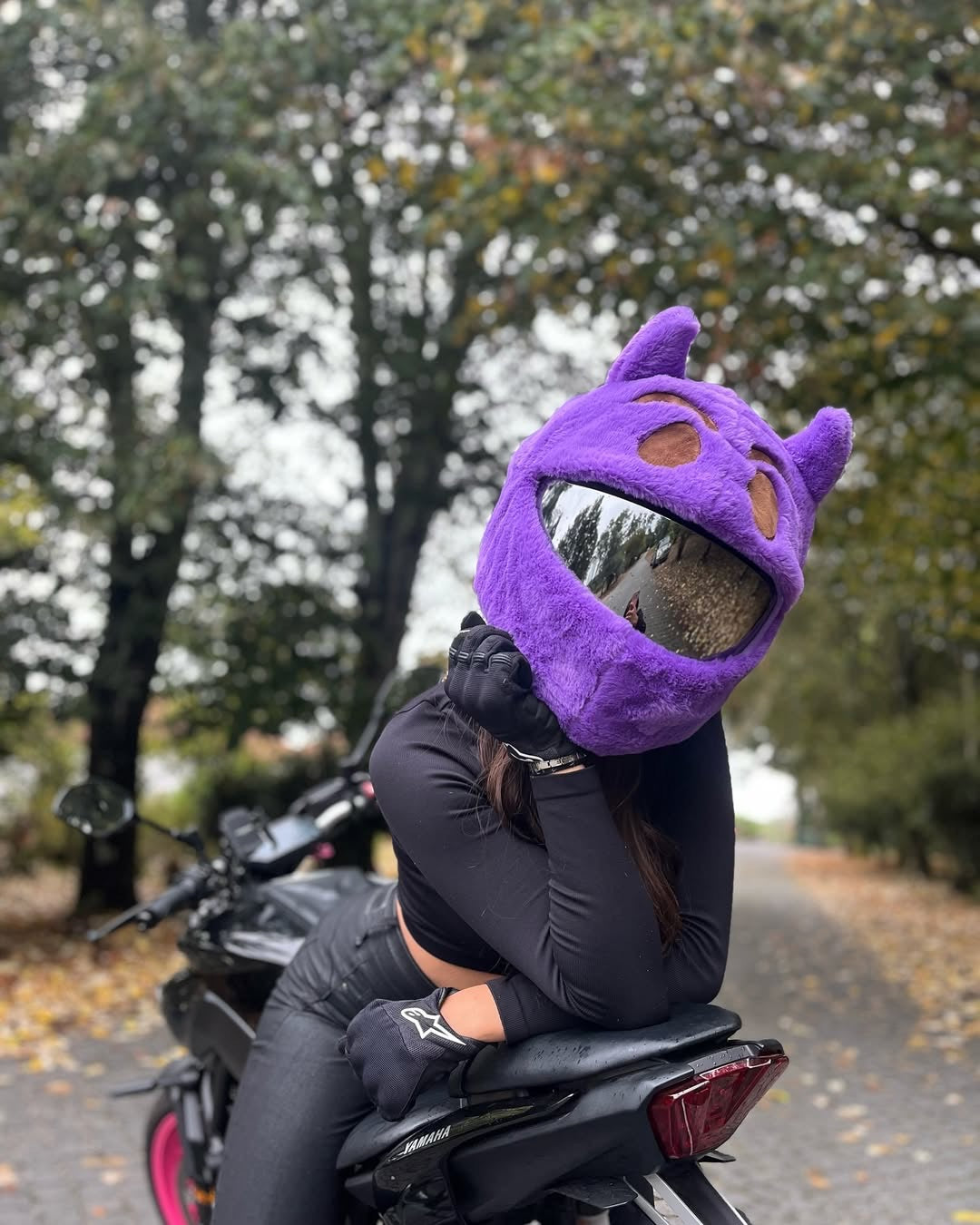 Motorcycle Helmet Cover - Purple Devil