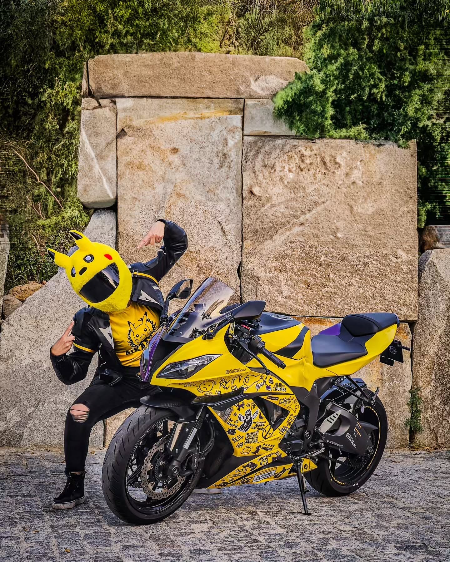Motorcycle Helmet Cover - Pikachu